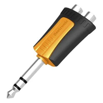 Conector Estéreo | 1/4in - 2 x RCA hembra | Adaptador de Carcasa de Plastico |