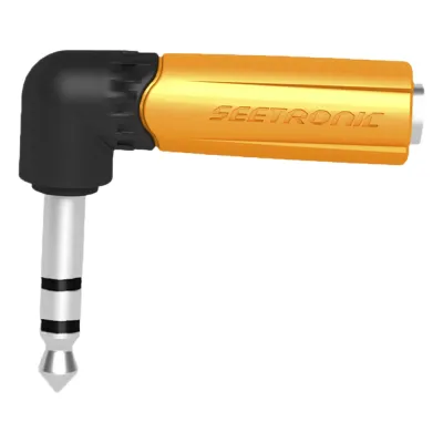 Conector Estéreo | 1/4in - 1/4in | Conector de angulo recto | Adaptador de Carcasa de Plastico