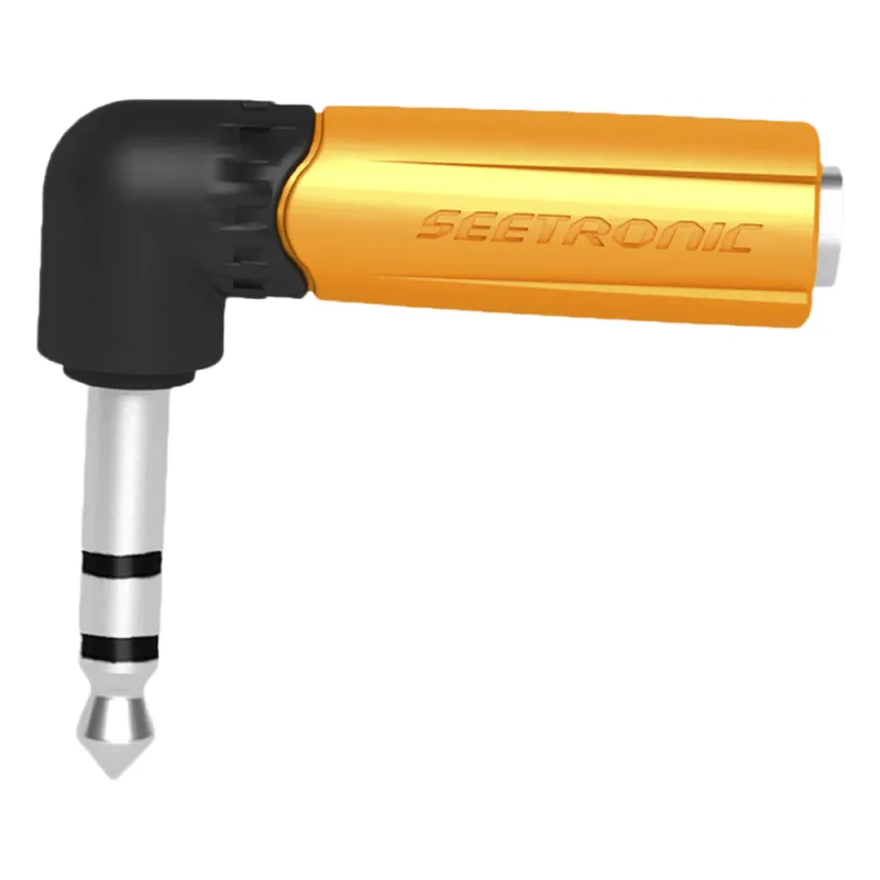 Conector Estéreo | 1/4in - 1/4in | Conector de angulo recto | Adaptador de Carcasa de Plastico
