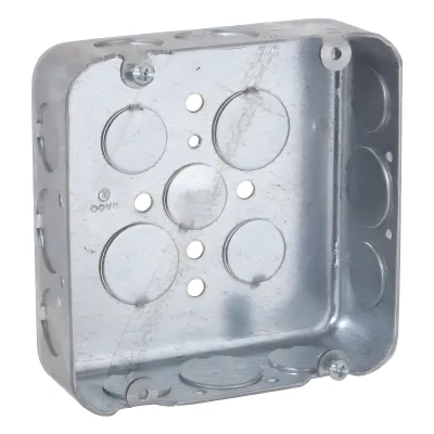 Caja Cuadrada 4 11/16"/ Profundidad 1 1/2"/ 11 Entradas 1/2", 6 Entradas 3/4"/ Troquelada.