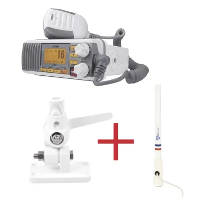 Kit de radio UM385 | mas antena marina de fibra de vidrio TX-5206-SYS y soporte para antena 4186