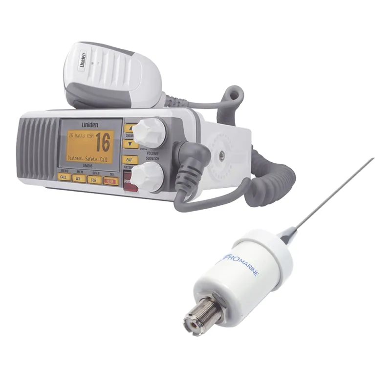 Kit de radio UM385 | mas antena marina de fibra de vidrio TX-1600-SYS