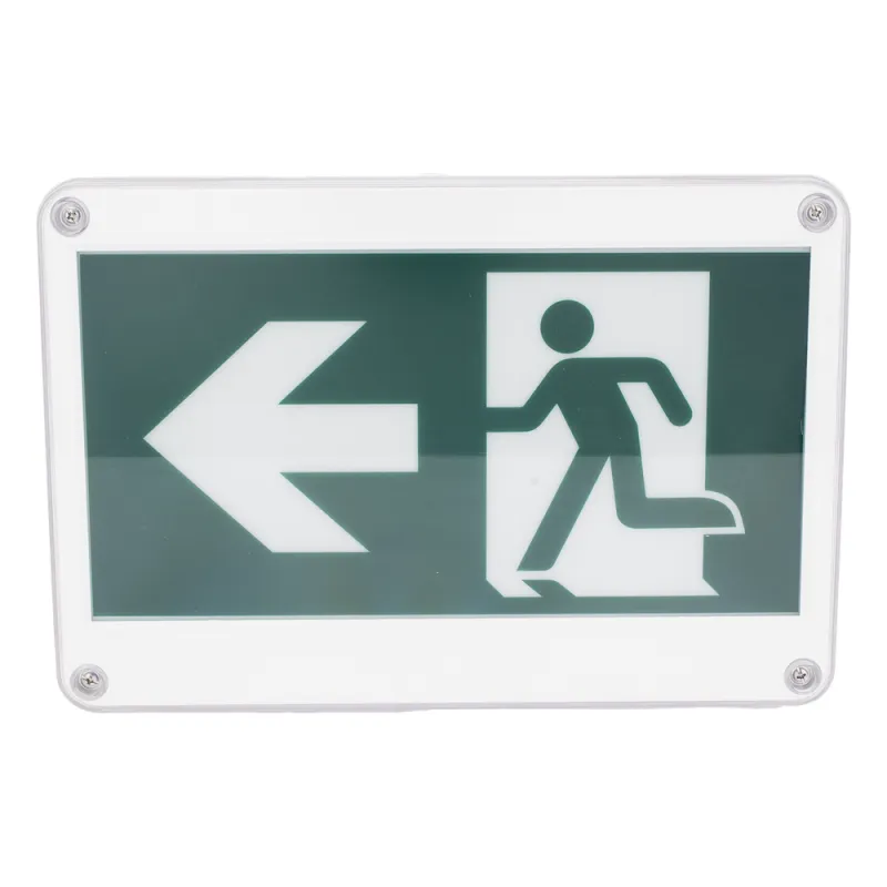 Letrero EXTERIOR de Señalización salida "Hombre Corriendo"/ Alto brillo / Uso en pared, lateral o techo / Batería de Respaldo Incluida con hasta 120 minutos de duración