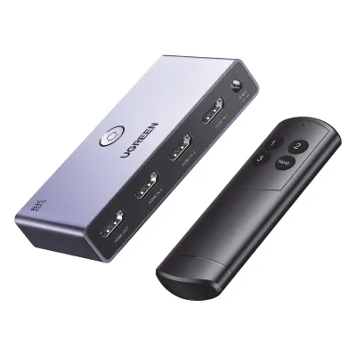 Switch (Splitter) 8K HDMI 2.1 / 3 Entradas 1 Salida / Incluye Control Remoto / Soporta 8K@60Hz 4K@120Hz 4K@60Hz 3D / HDR / HDCP 2.3 / Carcasa de Aluminio.