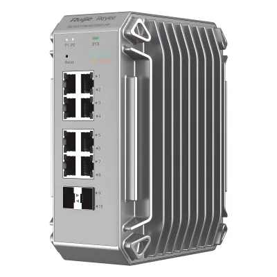 Switch Industrial PoE, Ideal para temperaturas Extremas y protección contra descargas, 8 puertos Gigabit PoE 802.3af/at + 2 SFP para fibra 1Gb, gestión gratuita desde la nube, 125w