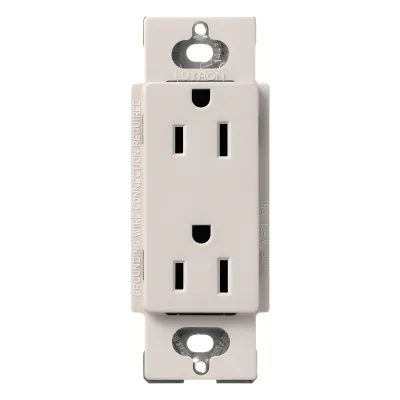 Contacto dúplex Claro de 15 A y 125 V, acabado biscuit, para combinar con atenuadores y apagadores Lutron