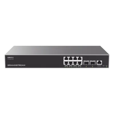 Switch Capa 3 Administrable / 8 puertos 10/100/1000 Mbps + 2 Puertos SFP+ 10 Gigabit / Compatible con GWN Cloud.