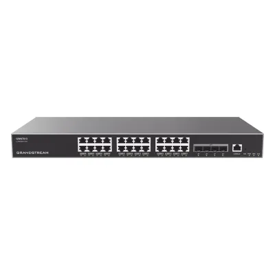 Switch Capa 3 Administrable / 24 puertos 10/100/1000 Mbps + 4 Puertos SFP+ de 10 Gigabits / Compatible con GWN Cloud.