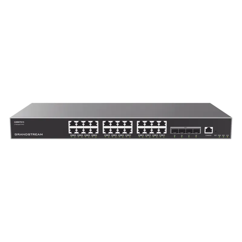 Switch Capa 3 Administrable / 24 puertos 10/100/1000 Mbps + 4 Puertos SFP+ de 10 Gigabits / Compatible con GWN Cloud.