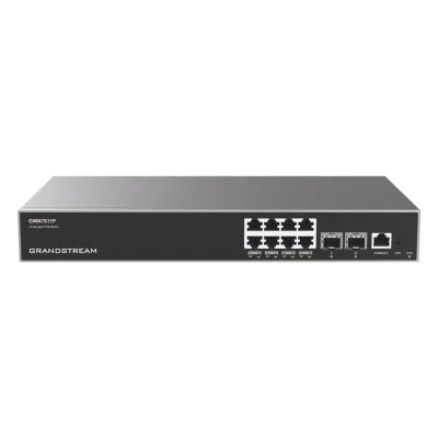 Switch Capa 3 PoE+ Administrable / 8 puertos 10/100/1000 Mbps + 2 Puertos SFP+ de 10 Gigabits / Hasta 120W / Compatible con GWN Cloud.