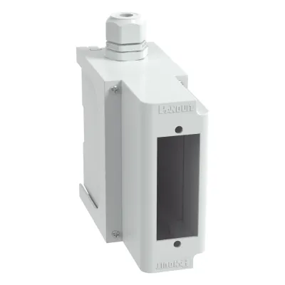 Panel de Parcheo Modular para Fibra Óptica, de Instalación en Riel DIN Estándar de 35 mm (1.38 pulgadas), Acepta Una Placa Acopladora FAP, De Profundidad Extendida, Color Gris