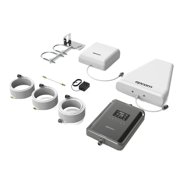 Kit Amplificador de Señal Celular 2G, 3G, 4G y 5G / Mejora llamadas convencionales y VoLTE / Amplifica señal de TELCEL, AT&T, MOVISTAR, BAIT,DiRi y más / Cubre hasta 300 m² con una antena y hasta 600 m² con 2 antenas.
