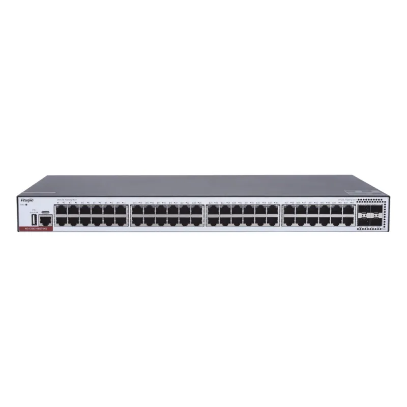 Switch Administrable Capa 3 con 48 puertos Gigabit + 4 SFP+ para fibra 10Gb, gestión gratuita desde la nube.