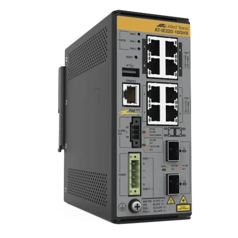 8x 10/100/1000T, 2x 1G/10G SFP+, Industrial Ethernet, Layer 2+ Switch, PoE++ (TAA)