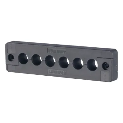 Pasacables de 6 Orificios en Línea 4.41" X 0.67" IP65, para Cables Terminados, Color Negro
