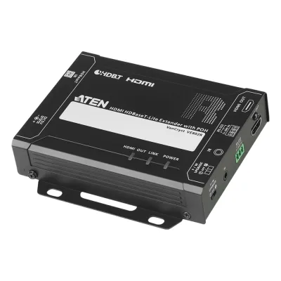 Receptor HDMI HDBaseT-Lite con PoH | 4K a 35 m (Cat 5e/6) / 40 m (Cat 6a/ATEN 2L-2910 Cat6); 1080p a 60 m (Cat 5e/6) / 70 m (Cat 6a/ATEN 2L-2910 Cat6) | HDBaseT Clase B | PoH PD |