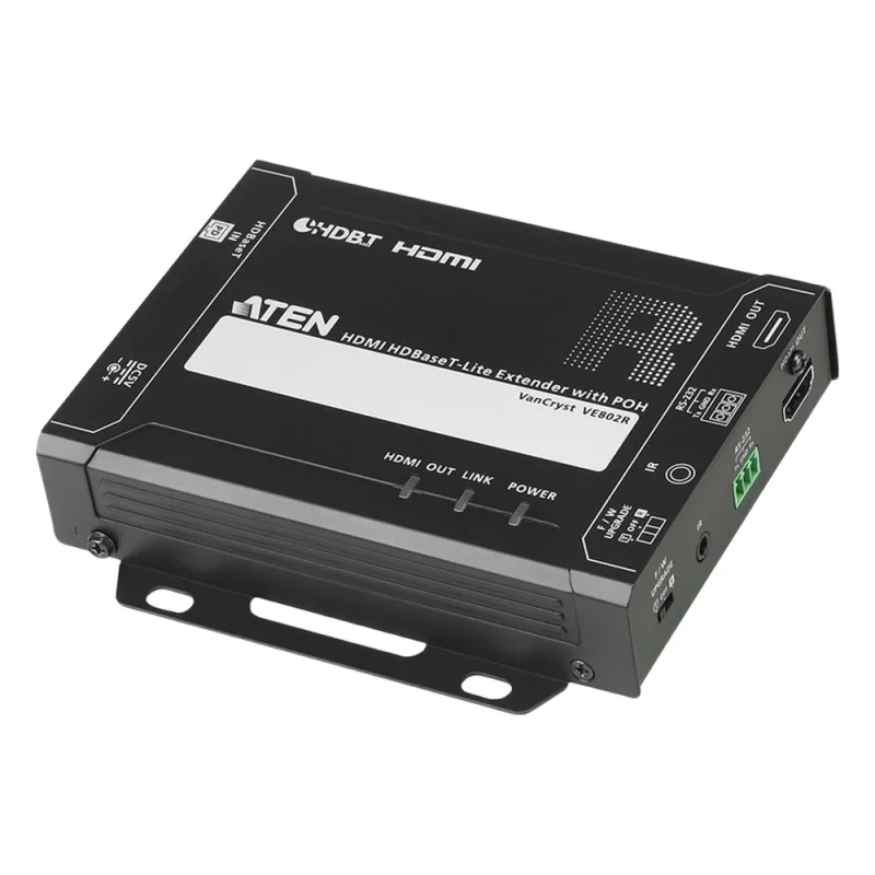 Receptor HDMI HDBaseT-Lite con PoH | 4K a 35 m (Cat 5e/6) / 40 m (Cat 6a/ATEN 2L-2910 Cat6); 1080p a 60 m (Cat 5e/6) / 70 m (Cat 6a/ATEN 2L-2910 Cat6) | HDBaseT Clase B | PoH PD |