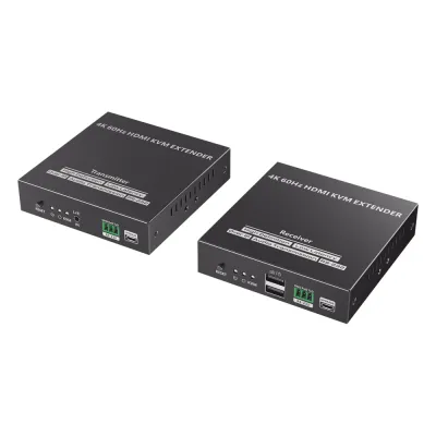 Kit Extensor KVM (HDMI y USB) hasta 120 metros | Transmite el Video y Controla tu DVR vía USB a distancia | Soporta resolución 4K @60Hz | Cat 6, 6a y 7 | Salida Loop en el Tx para visualización local