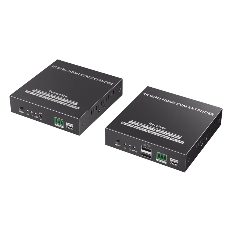 Kit Extensor KVM (HDMI y USB) hasta 120 metros | Transmite el Video y Controla tu DVR vía USB a distancia | Soporta resolución 4K @60Hz | Cat 6, 6a y 7 | Salida Loop en el Tx para visualización local