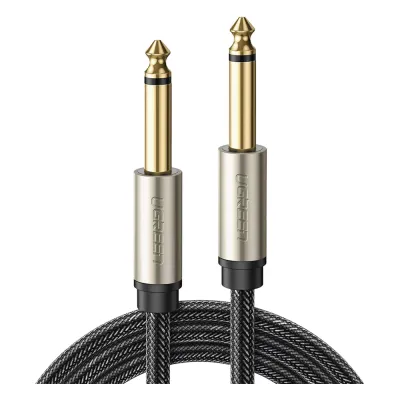 Cable de Audio Mono 6.35mm (1/4") Macho a 6.35mm (1/4") Macho / 10 Metros / Núcleo de Cobre / Blindaje Interno / Nylon Trenzado / Color Negro