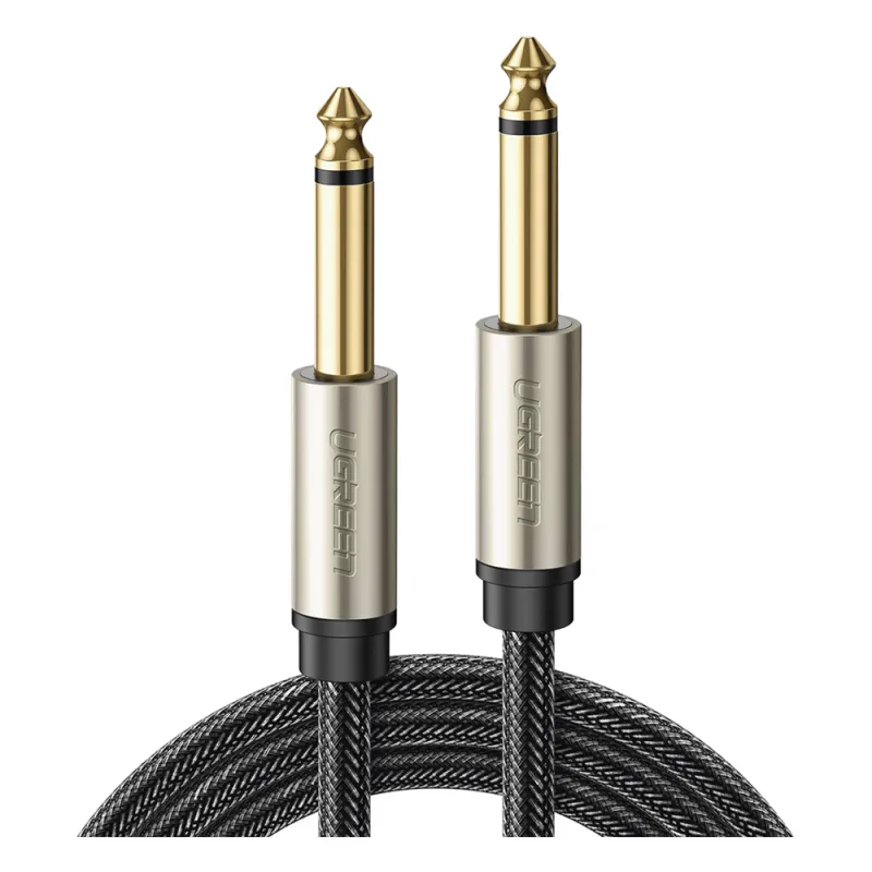 Cable de Audio Mono 6.35mm (1/4") Macho a 6.35mm (1/4") Macho / 10 Metros / Núcleo de Cobre / Blindaje Interno / Nylon Trenzado / Color Negro