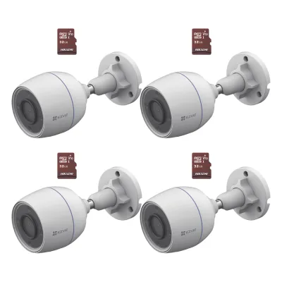 Kit de Camaras WiFi, Incluye 4 Piezas CS-H3C y 4 Piezas HS-TF-E1/32G / Detección de Movimiento