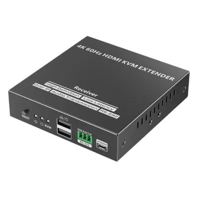 Receptor Compatible para Kit TT582-KVM |4K @60Hz | Cat 6, 6a y 7 | hasta 150 metros | Transmite el Video y Controla tu DVR vía USB a distancia