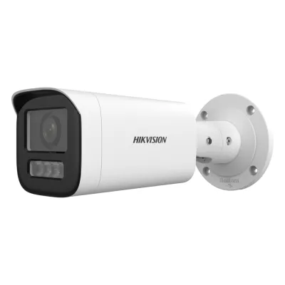 Bala IP 4 Megapíxel / Lente Motorizado 2.8 a 12 mm / Dual Light (50 mts IR + 50 mts Luz Blanca) / ACUSENSE Lite / Microfono Integrado / Exterior IP67 / WDR 120 dB / PoE / Micro SD / Alarmas I/O