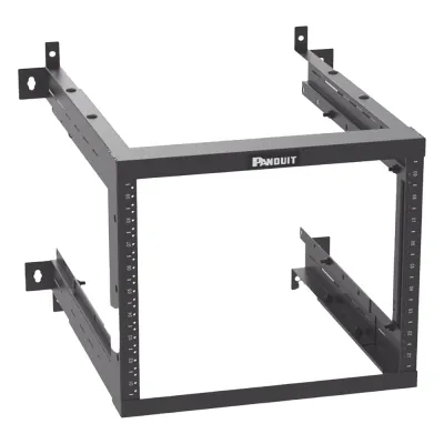 Rack PanZone® de Montaje en Pared, de 19in, Profundidad Ajustable, Rieles Numerados y Roscados #12-24, 9 UR, Color Negro