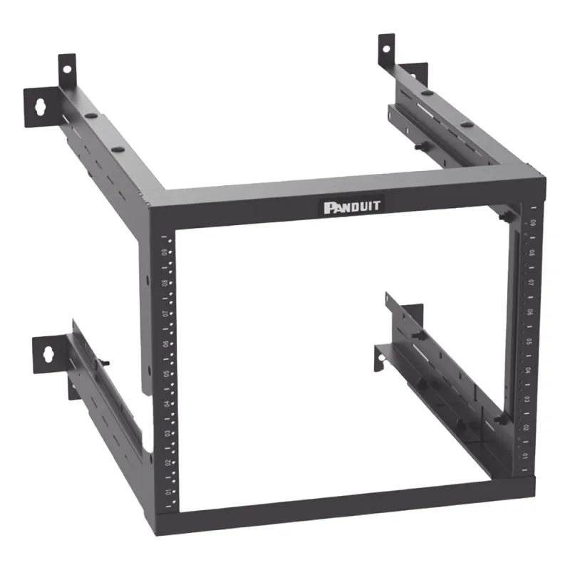 Rack PanZone® de Montaje en Pared, de 19in, Profundidad Ajustable, Rieles Numerados y Roscados #12-24, 9 UR, Color Negro