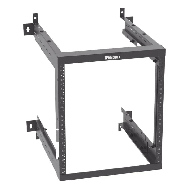 Rack PanZone® de Montaje en Pared, de 19in, Profundidad Ajustable, Rieles Numerados y Roscados #12-24, 12 UR, Color Negro