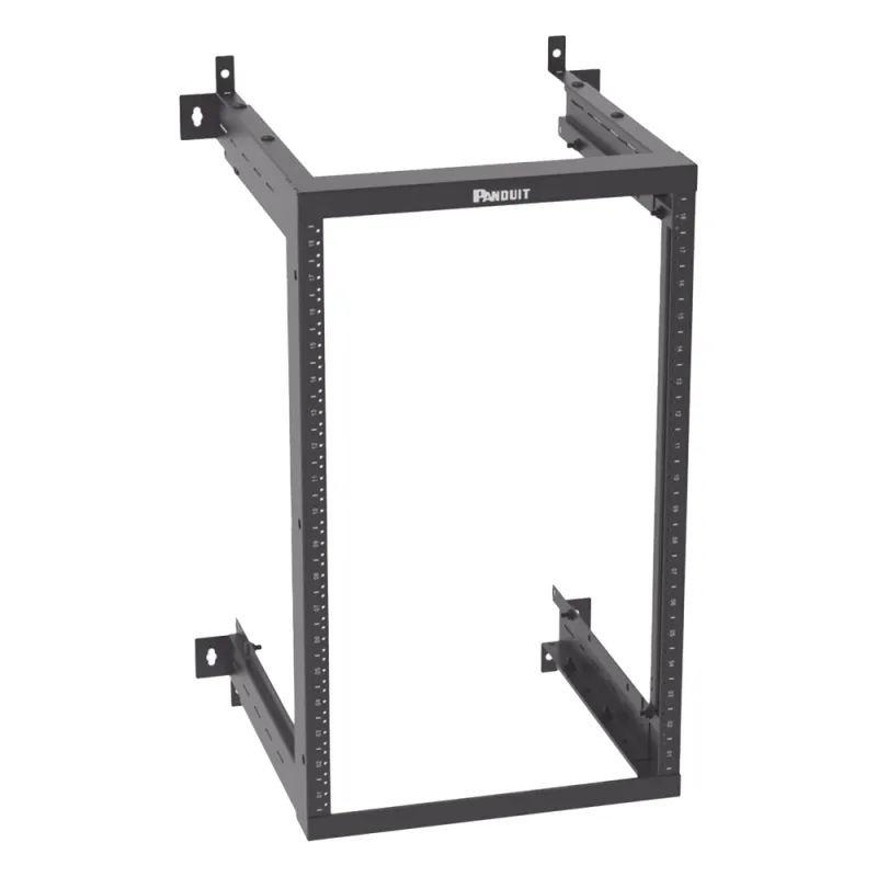 Rack PanZone® de Montaje en Pared, de 19in, Profundidad Ajustable, Rieles Numerados y Roscados #12-24, 18 UR, Color Negro