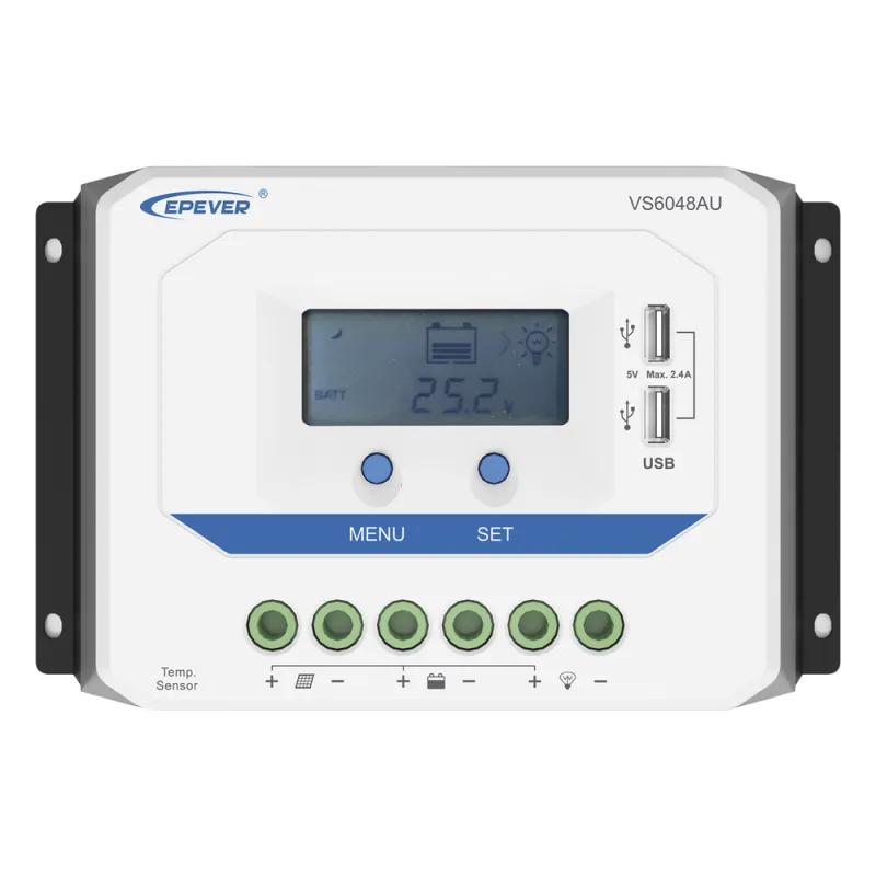 Controlador Solar PWM / 60A / 12/24V/36/48V / Doble USB / Pantalla LCD / Tierra Positivo Común
