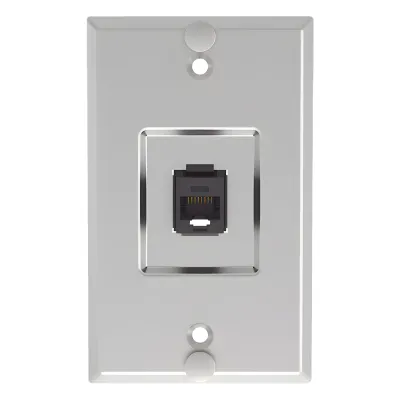 Placa de Pared Telefónica, Salida de 1 Puerto Keystone, con Jack Cat6 Estilo 110 de Impacto, de Acero Inoxidable