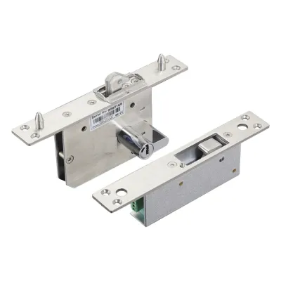 Cerradura eléctrica para puertas corredizas tipo gancho / apertura con llave ambos lados / Abierto en caso de falla/ IP65