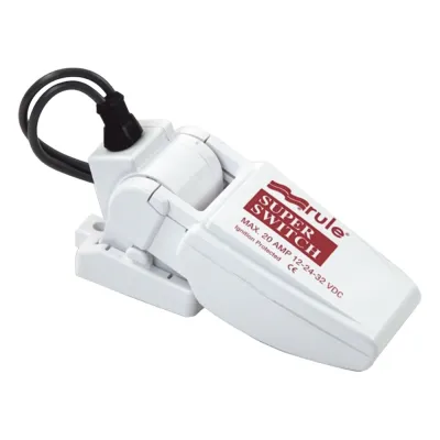 Interruptor de Flotador Marino Rule-A-Matic Super Switch / Control Automático de Bombas de Achique / Corriente Máxima 20 A / Probado a 1,000,000 de Ciclos / Cable Eléctrico Grado Marino / Material Resistente a la Abrasión