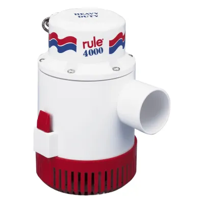 Bomba de Achique Sumergible Rule 56D / 4,000 GPH / 12V CD / Máxima Capacidad / Ejes de Acero Inoxidable / Protección Térmica TCO / Certificación CE e ISO 8849