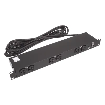 PDU Básico de Montaje en Rack, Con 6 Salidas Frontales NEMA 5-15R, Enchufe de Entrada NEMA 5-15P, de 19in, 1UR, 15 Amp, 120 Vca