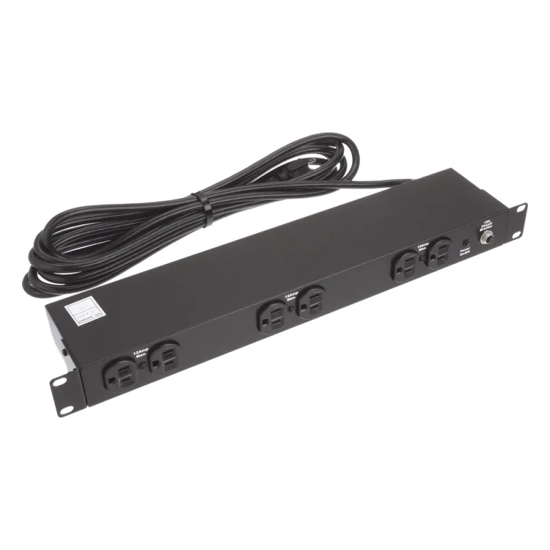 PDU Básico de Montaje en Rack, Con 6 Salidas Frontales NEMA 5-15R, Enchufe de Entrada NEMA 5-15P, de 19in, 1UR, 15 Amp, 120 Vca