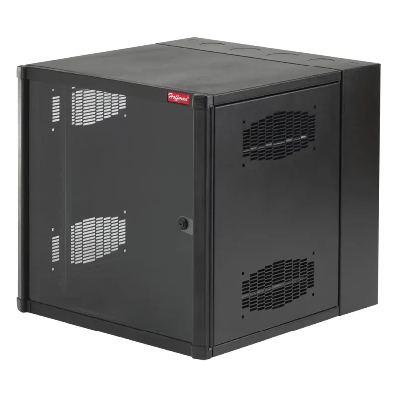 Gabinete AccessPlus de 19 UR Montaje en Pared de 19in, Rieles Numerados y Roscados #10-32, Puerta con Ventana de Seguridad, 600 mm de Ancho, 637 mm de Profundidad, Color Negro