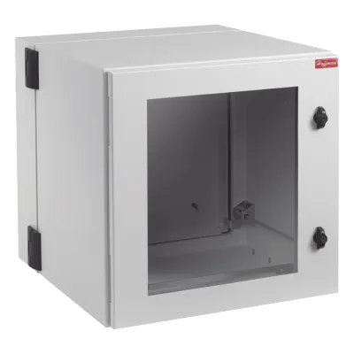 Gabinete Industrial ProTek de 12 UR Puerta con Ventana, Protección NEMA Tipo 12; IP55; IK10, Abatible, Fabricado en Acero, Color Gris Claro