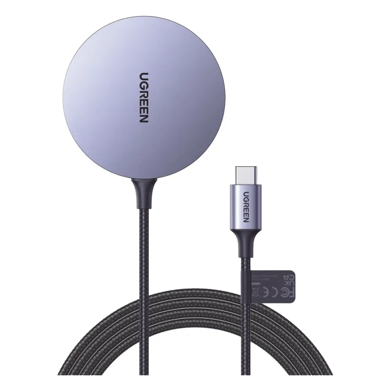 Cargador Inalámbrico Magnético | 15W | Tecnología Magsafe | Qi | Certificado MFM | Modulo de Carga Original | Carga Rápida | Fuerte Absorción Magnética | Cable de Nylon Trenzado | 1.5 metros | Multi Protecci&o