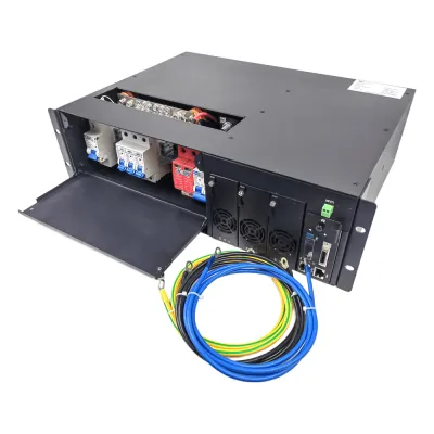 Rectificador de Energía AC 110 Vac / –48 V de Alta Eficiencia, 90 A y 5400 W, 3 UR para Telecomunicaciones como equipos OLTs Modulares / Cargador de Baterias de Litio