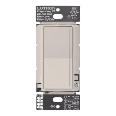 Atenuador de pared táctil RadioRA 3 Sunnata PRO, requiere neutro, hasta 250 W LED/CFL, compatible con 3 vías, taupe