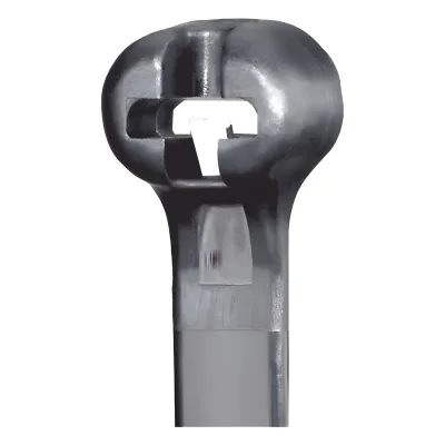Cincho de Nylon 6.6 Dome-Top®, Con Lengüeta de Bloqueo de Acero Inoxidable, 620 mm largo x 7mm ancho, Color Negro, Exterior Resistente a Rayos UV, Paquete de 100pz