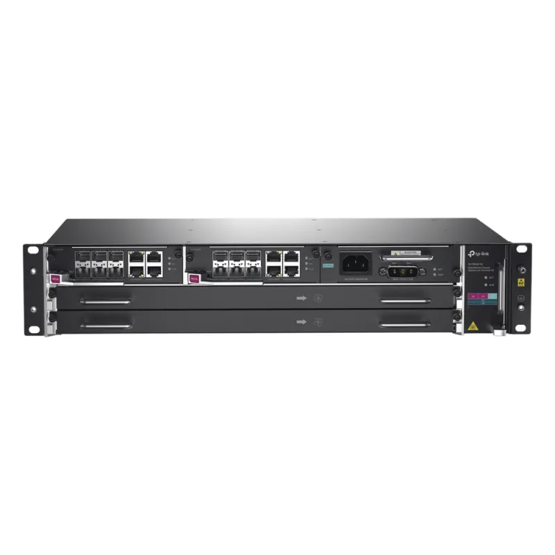 DeltaStream - OLT Módular GPON / Conexión de hasta 4,096 ONUs / 2 Tarjetas Main / Puertos Gigabit RJ45 Uplink / 4 Puertos SFP+ Uplink / Fuente Redundante AC- DC (incluida) / Administración desde la nube (DPMS)