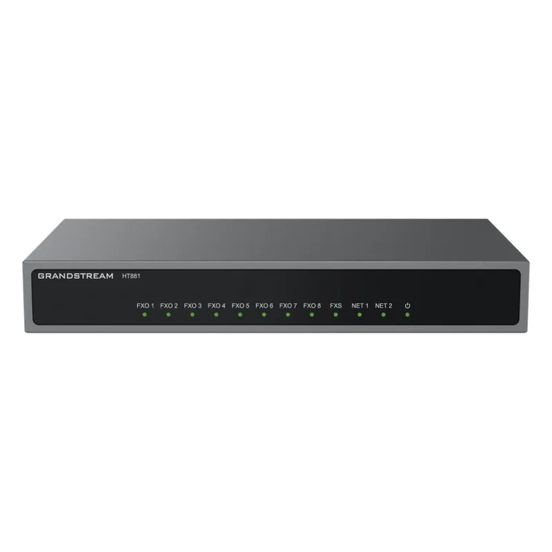 Gateway Analógico 8 FXO (Conectar Lineas Analógicas) / 3 Perfiles SIP / 1 Puerto FXS / NAT de Alto Rendimiento / Soporte Lifeline / Fax T.38 / Cifrado AES / Failover SIP / Conferencia de Voz 3 Vías