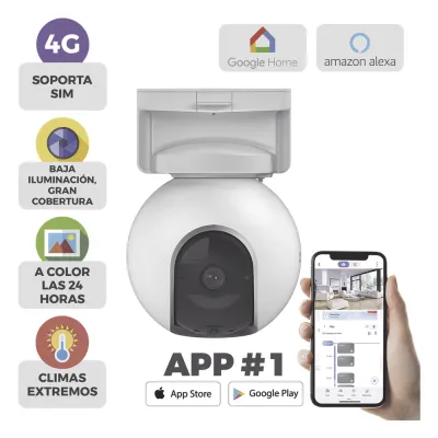 Camara de Batería Recargable / 4G Multicarrier / 3 Megapixel / Compatible con Panel Solar CS-PSP8 / CS-CMT-SOLARPANEL-E conector Tipo C / Seguimiento Inteligente / Visión Nocturna a Color / Detección humana / Exterior Con Potecci&o