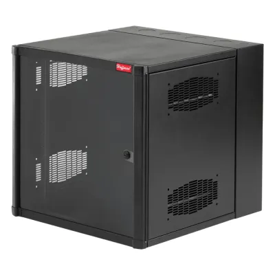 Gabinete AccessPlus de 12 UR Montaje en Pared de 19in, Rieles Numerados y Roscados #10-32, Puerta con Ventana de Seguridad, 600 mm de Ancho, 762 mm de Profundidad, 12 UR, Color Negro