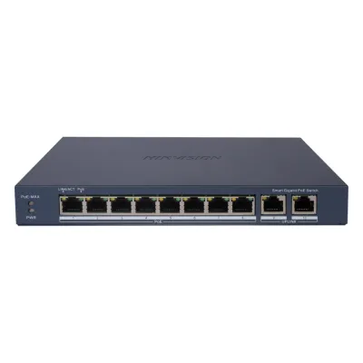 Switch Gigabit PoE+ / Administrable / 8 Puertos Gigabit PoE+ / 2 Puertos Gigabit / Configuración Nube Hik-Partner Pro / Modo Extendido hasta 300 Metros / 110 W